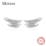 925 Silver Zirconia Stud Earrings Geometric Line Wedding Jewelry