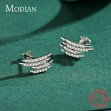 925 Silver Zirconia Stud Earrings Geometric Line Wedding Jewelry