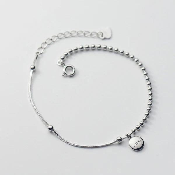 925 Sterling Silver Irregular Lucky Charms Chain Bracelet Beads