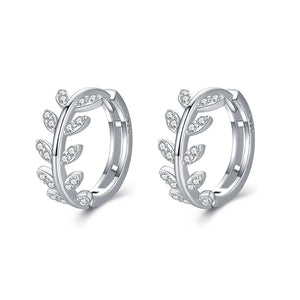 925 Silver Lucky Leaves Hoop Earrings for Women Wedding Jewelry