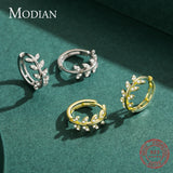 925 Silver Lucky Leaves Hoop Earrings for Women Wedding Jewelry
