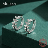 925 Silver Lucky Leaves Hoop Earrings for Women Wedding Jewelry