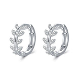 925 Silver Lucky Leaves Hoop Earrings for Women Wedding Jewelry
