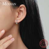 925 Silver Lucky Leaves Hoop Earrings for Women Wedding Jewelry