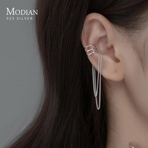 925 Sterling Silver Tassel Earrings For Women Clip Earrings Bone Party Girls