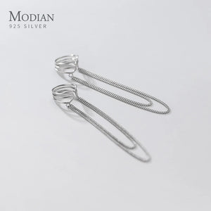 925 Sterling Silver Tassel Earrings For Women Clip Earrings Bone Party Girls