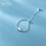 925 Silver Rainbow Crystal Chain Finger Ring Women Wedding Jewelry