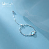 925 Silver Rainbow Crystal Chain Finger Ring Women Wedding Jewelry