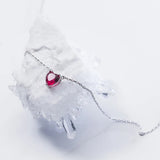 925 Silver Red CZ Heart Pendant Necklace for Women