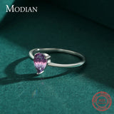 925 Silver Water Drop Tourmaline Finger Ring Women Wedding Engagement Jewelry