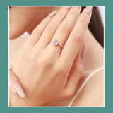 925 Silver Water Drop Tourmaline Finger Ring Women Wedding Engagement Jewelry