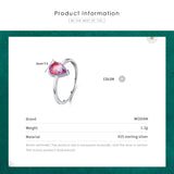 925 Silver Water Drop Tourmaline Finger Ring Women Wedding Engagement Jewelry