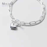 925 Silver Sweet Hearts Chain Link Bracelet Bangle