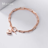 925 Silver Sweet Hearts Chain Link Bracelet Bangle