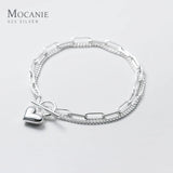 925 Silver Sweet Hearts Chain Link Bracelet Bangle