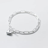 925 Silver Sweet Hearts Chain Link Bracelet Bangle