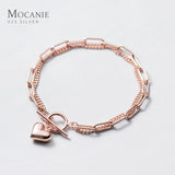 925 Silver Sweet Hearts Chain Link Bracelet Bangle