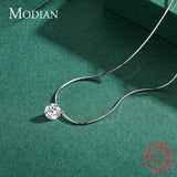 925 Silver Clear CZ Choker Necklace Pendant Chain Women Party Jewelry