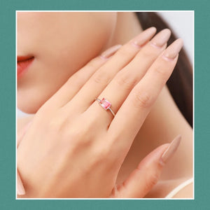 Real 925 Watermelon Tourmaline Finger Ring for Women
