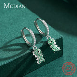 925 Silver Dinosaur Swing Earrings Clear CZ Dangle Ear Women Jewelry