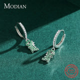 925 Silver Dinosaur Swing Earrings Clear CZ Dangle Ear Women Jewelry