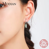 925 Silver Dinosaur Swing Earrings Clear CZ Dangle Ear Women Jewelry