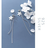 925 Silver Ceramics Flower Drop Earrings for Women