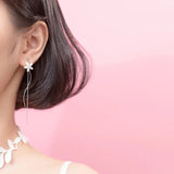 925 Silver Ceramics Flower Drop Earrings for Women