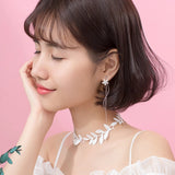 925 Silver Ceramics Flower Drop Earrings for Women