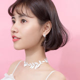 925 Silver Ceramics Flower Drop Earrings for Women