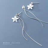925 Silver Ceramics Flower Drop Earrings for Women