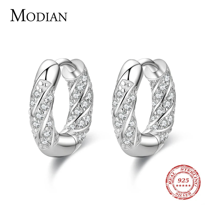 925 Silver Zirconia Hoop Earrings Wedding Jewelry