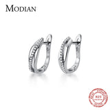 925 Sterling Silver CZ Geometric Hoop Earrings