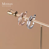 925 Sterling Silver CZ Geometric Hoop Earrings