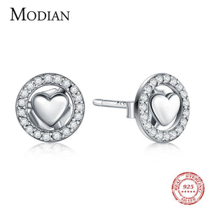 925 Silver Forever Love Stud Earrings Hearts Charm for Women