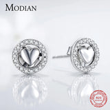 925 Silver Forever Love Stud Earrings Hearts Charm for Women