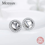 925 Silver Forever Love Stud Earrings Hearts Charm for Women