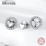 925 Silver Forever Love Stud Earrings Hearts Charm for Women
