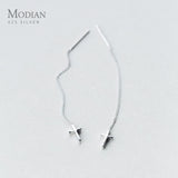 925 Silver Tassel Cross Drop Earrings for Women