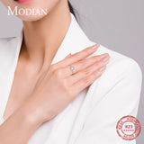 925 Sterling Silver Oval Zirconia Finger Ring Adjustable Chain Link Rings