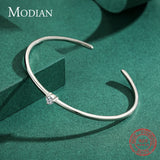 925 Sterling Silver Heart CZ Open Bracelet for Women