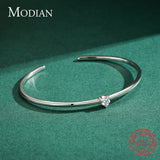 925 Sterling Silver Heart CZ Open Bracelet for Women
