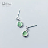 925 Silver Green Opal Stud Earrings Wedding Jewelry