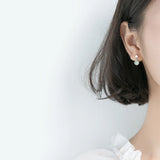925 Silver Green Opal Stud Earrings Wedding Jewelry