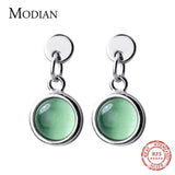 925 Silver Green Opal Stud Earrings Wedding Jewelry