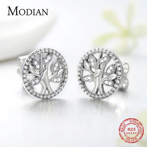 925 Sterling Silver Tree Of Life Stud Earrings For Women
