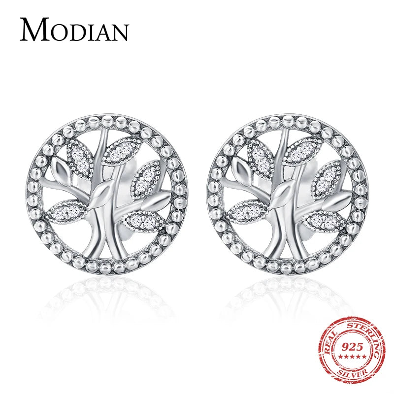 925 Sterling Silver Tree Of Life Stud Earrings For Women