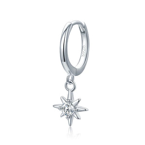 925 Silver Stars Punk Ear Cuff CZ Clip Earrings