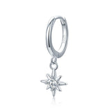 925 Silver Stars Punk Ear Cuff CZ Clip Earrings