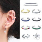 925 Silver Rainbow Ear Cuff Circle Clip Earrings Women Jewelry